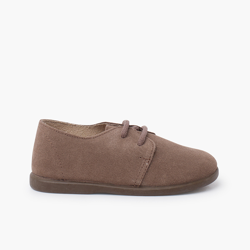Blucher pelle scamosciata lacci bambino suola sottile Taupe