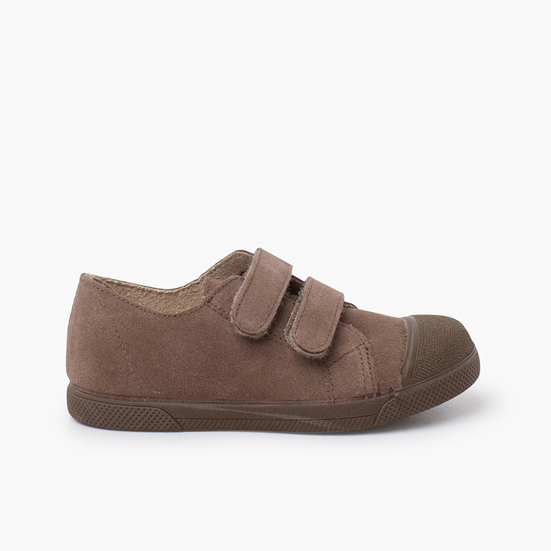 Sneakers pelle scamosciata bambini punta gomma Taupe