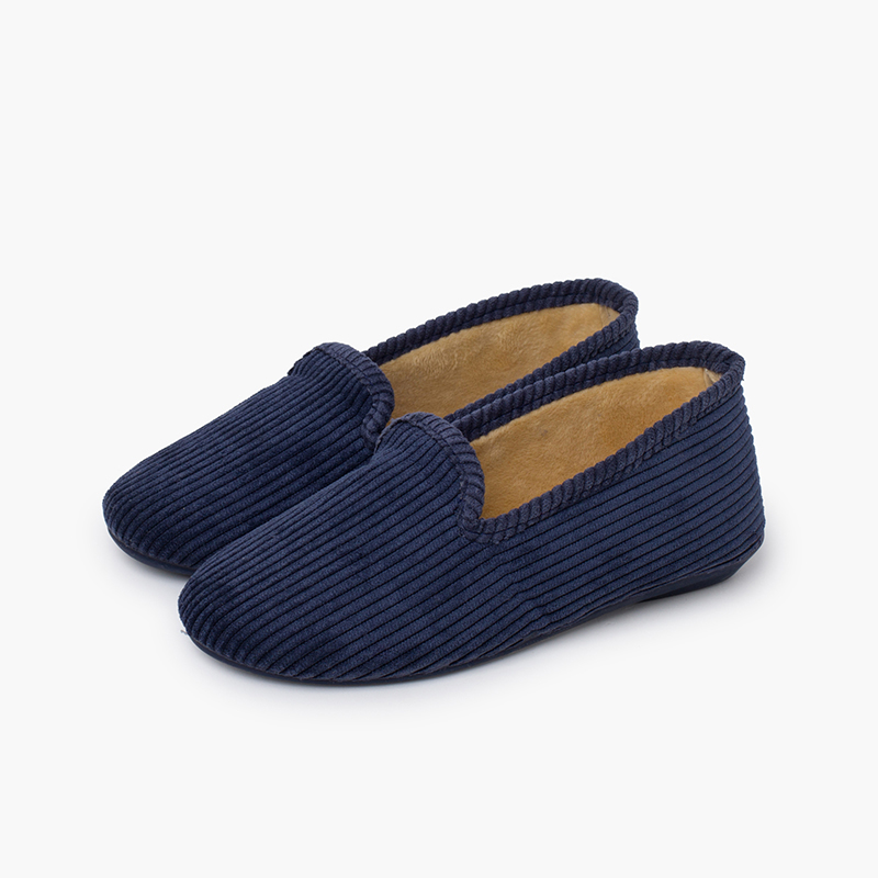 Pantofole stile kung-fu velluto a coste Blu