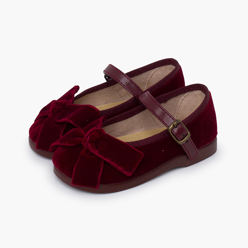 Ballerine cinturino similpelle fiocco velluto Bordeaux