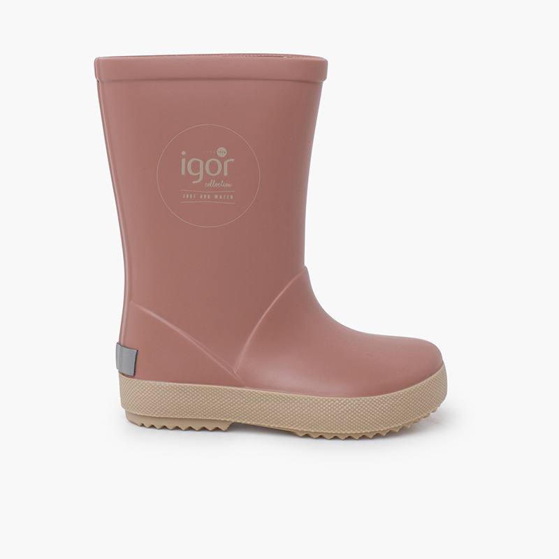 Stivali pioggia bambini suola beige Rosa