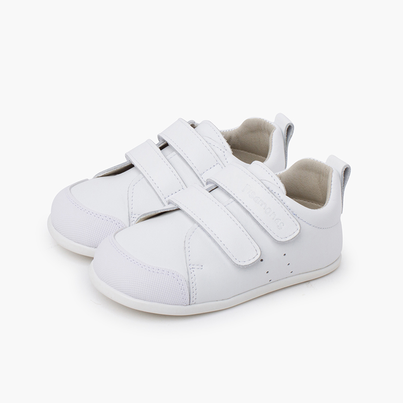 Sneakers morbide in pelle con doppia chiusura a strappo Bianco