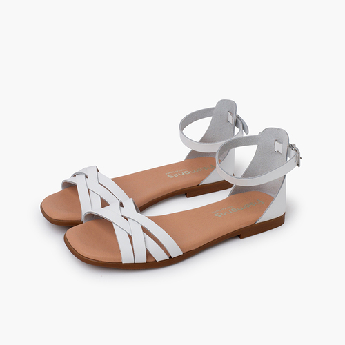 Sandali cinturini e tacco pelle Bianco