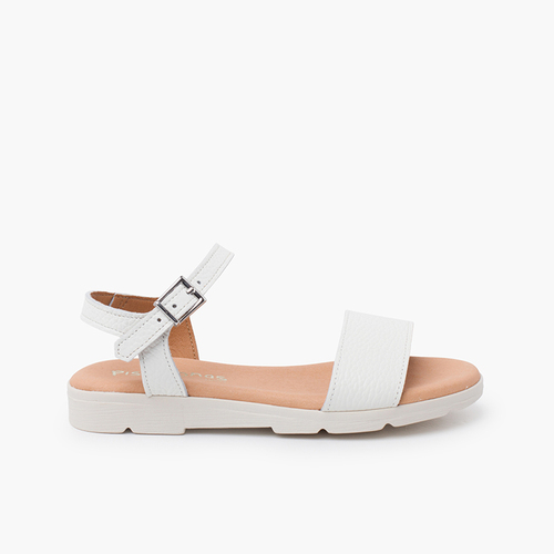 Sandali pelle testurizzata soletta gel Bianco