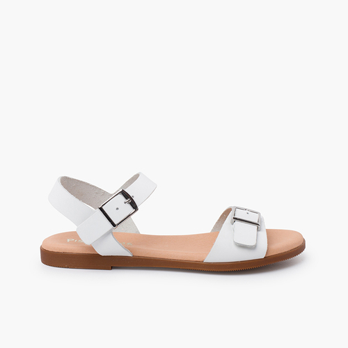 Sandali ampia fibbia frontale Bianco