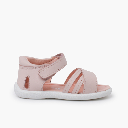 Sandali primi passi cinturini incrociati Rosa