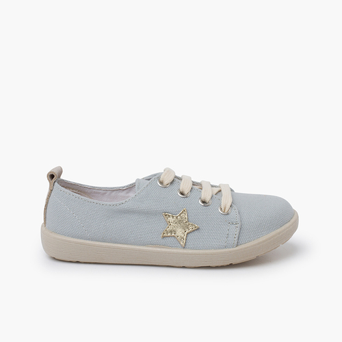 Scarpe sportive tela stella Blu e pelle oro