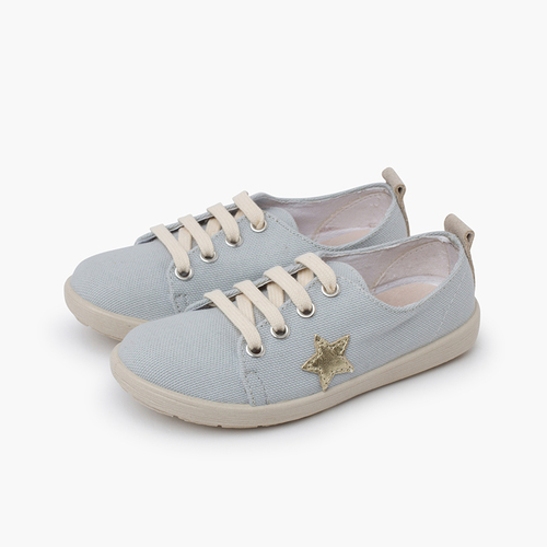 Scarpe sportive tela stella Blu e pelle oro