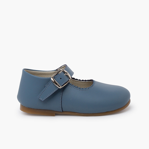 Ballerine con cinturino pelle suola caramello Azzurro Hostess