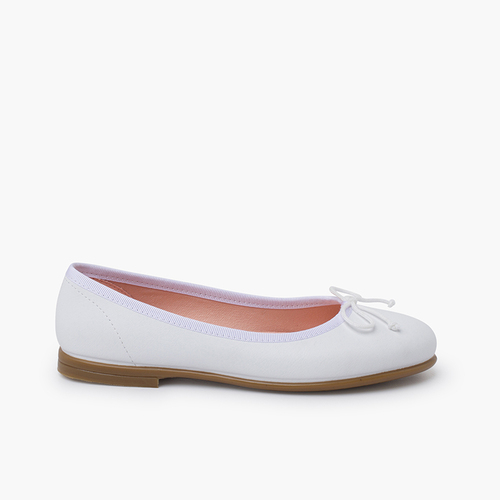 Ballerine morbida pelle fiocco Bianco