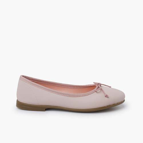 Ballerine morbida pelle fiocco Rosa Quarzo