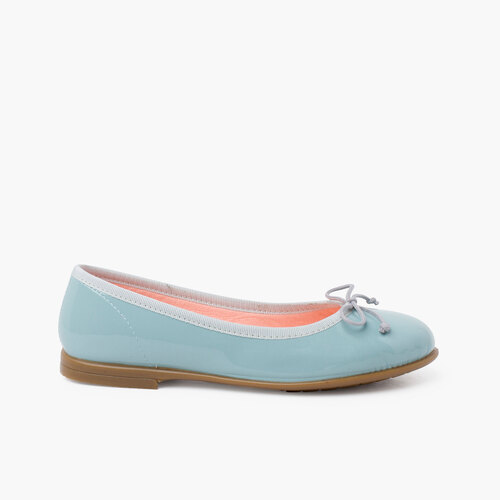 Ballerine vernice suola caramello Azzurro cielo