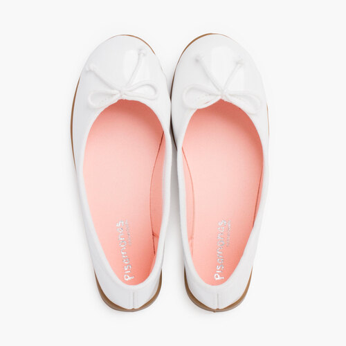 Ballerine vernice suola caramello Bianco