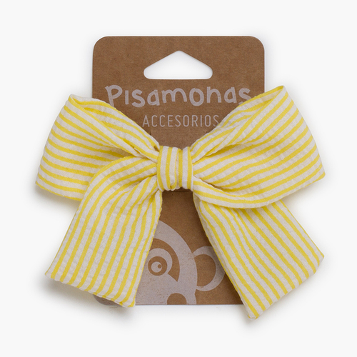 Fiocco righe marinare clip becco di anatra Giallo
