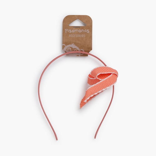 Cerchietto fiocco con bordo bianco Rosa Pastello