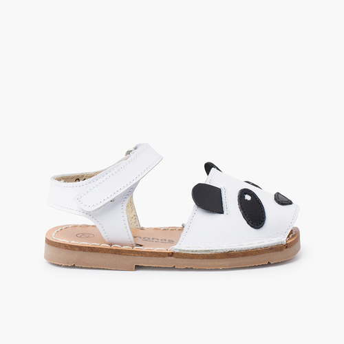 Sandali minorchine nappa animali chiusura a strappo Panda