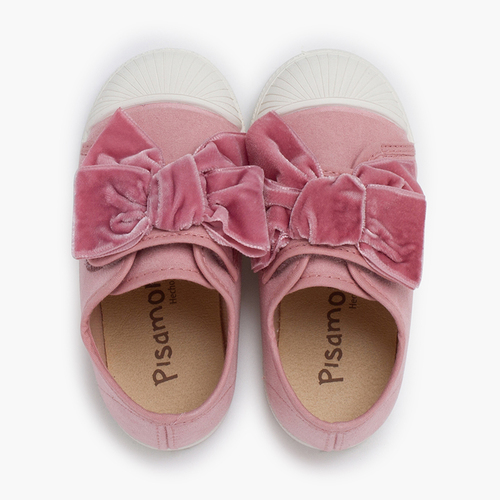 Sneakers fiocco velluto Rosa