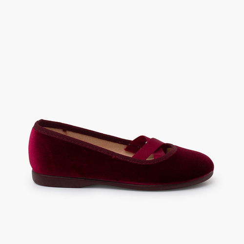 Ballerine in velluto stile balletto Bordeaux