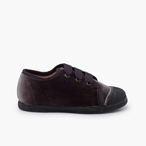 Sneakers velluto lacci faya Grigio