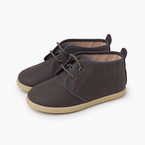 Stivaletto pelle vegana lacci Grigio