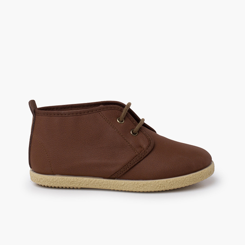 Stivaletto pelle vegana lacci Marrone