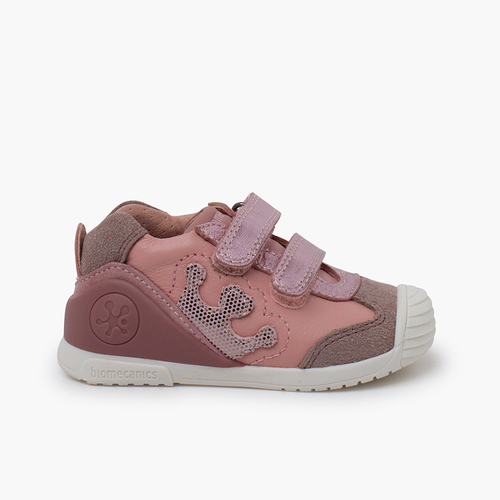 Sneakers Biomecanics doppia chiusura a strappo corona Rosa
