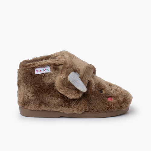 Pantofole animali peluche Taupe