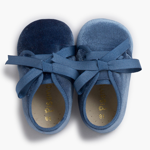 Scarpe velluto stile blucher nastri faya Blu reale