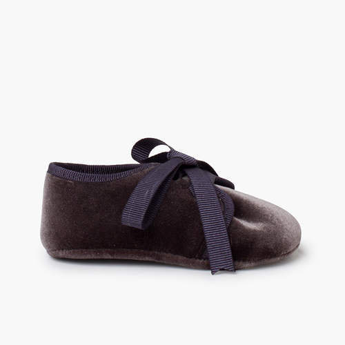 Scarpe velluto stile blucher nastri faya Grigio
