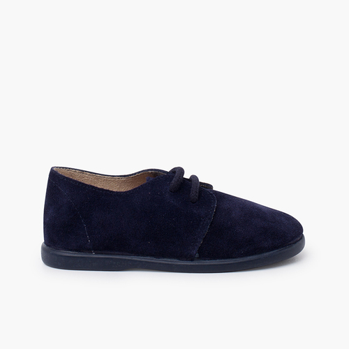 Blucher pelle scamosciata lacci bambino suola sottile Blu