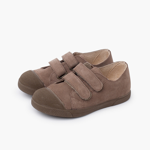 Sneakers pelle scamosciata bambini punta gomma Taupe