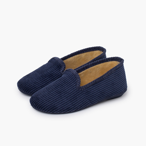 Pantofole stile kung-fu velluto a coste Blu