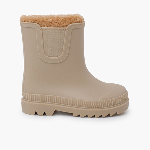 Stivali pioggia bambini Chelsea pelliccia pecora sintetica Beige