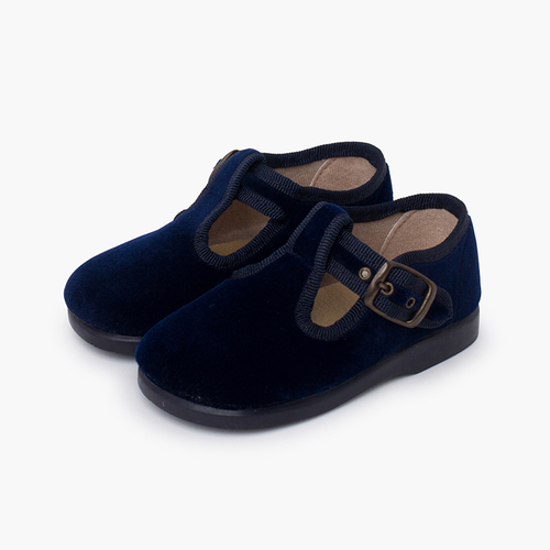 Scarpe occhio di bue velluto fibbia Blu