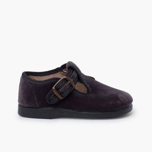 Scarpe occhio di bue velluto fibbia Grigio