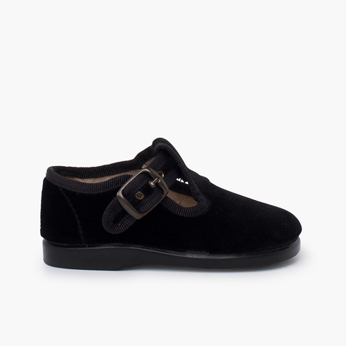 Scarpe occhio di bue velluto fibbia Nero