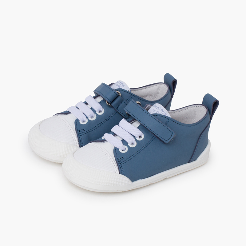 Sneakers lacci e chiusura a strappo Azzurro