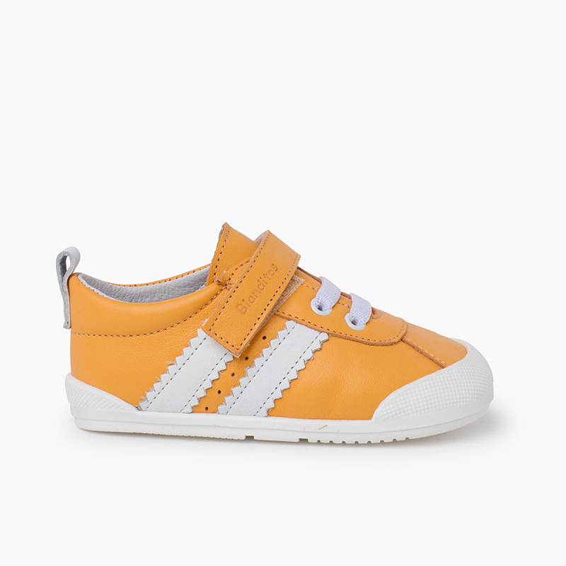 Blanditos Sneakers con Bande Bianche e Chiusura a strappo Arancione