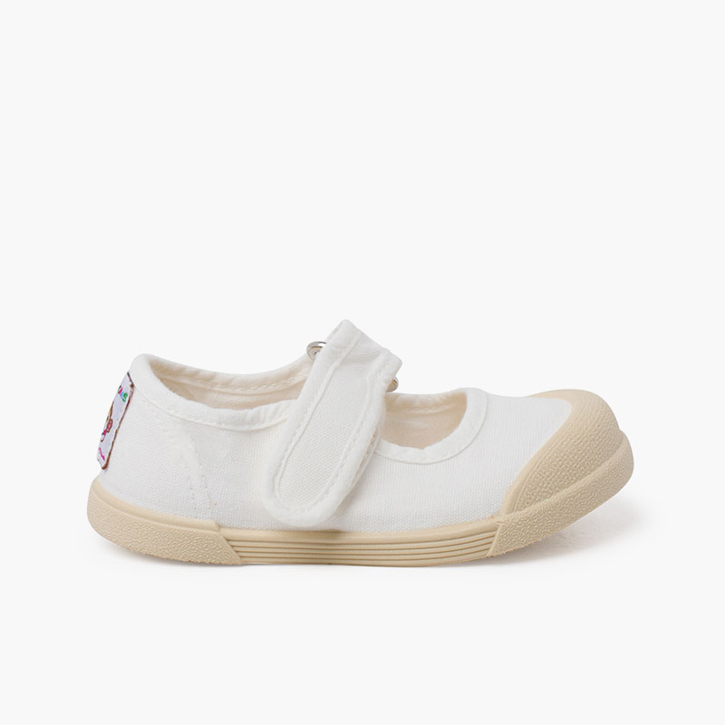 Ballerine con cinturino morbide barefoot tela Bianco