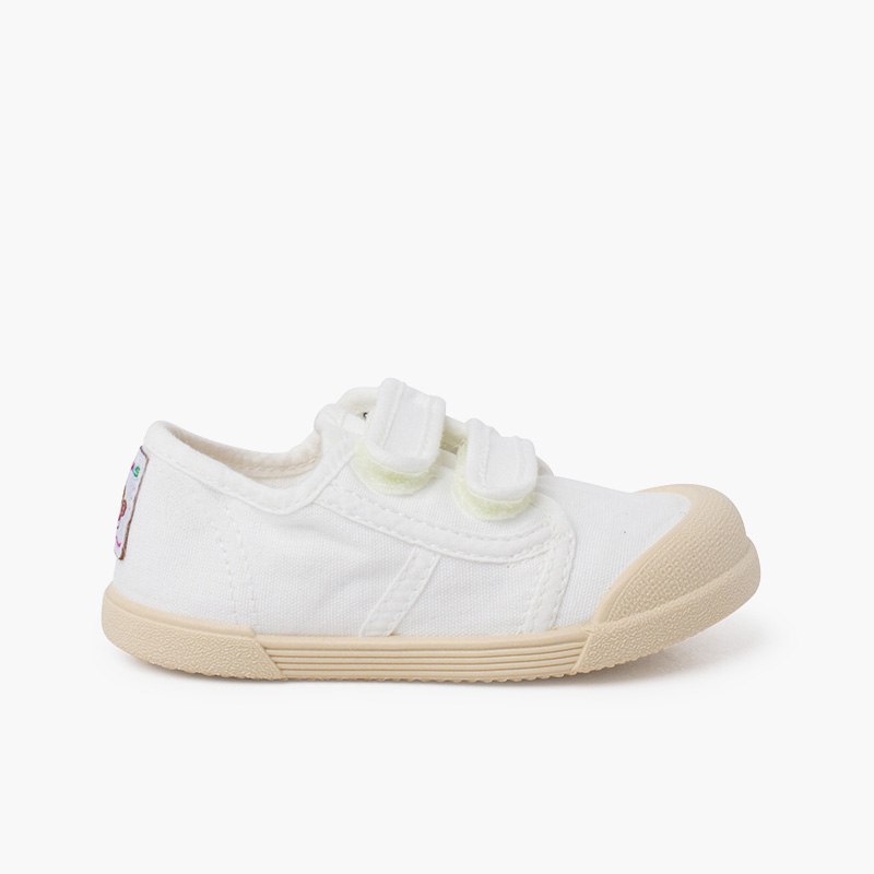 Sneakers punta barefoot con chiusura a strappo Bianco