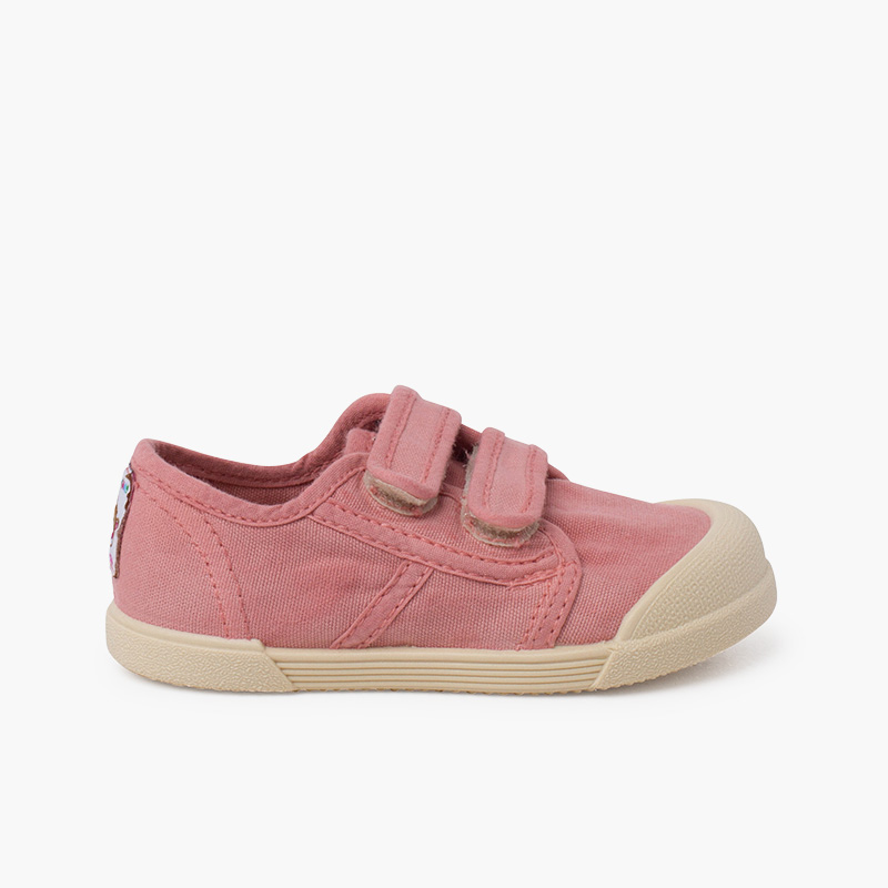 Sneakers punta barefoot con chiusura a strappo Rosa Antico