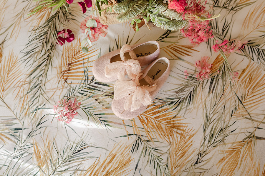 Ballerine lino nastro tulle a pois
