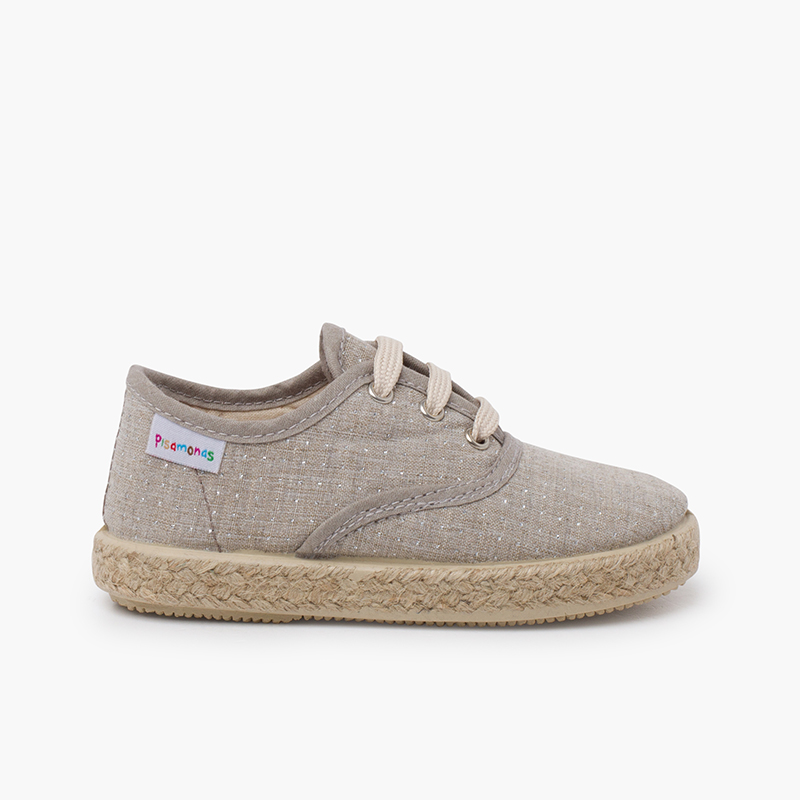 Sneakers suola in juta piccoli punti brillanti Taupe
