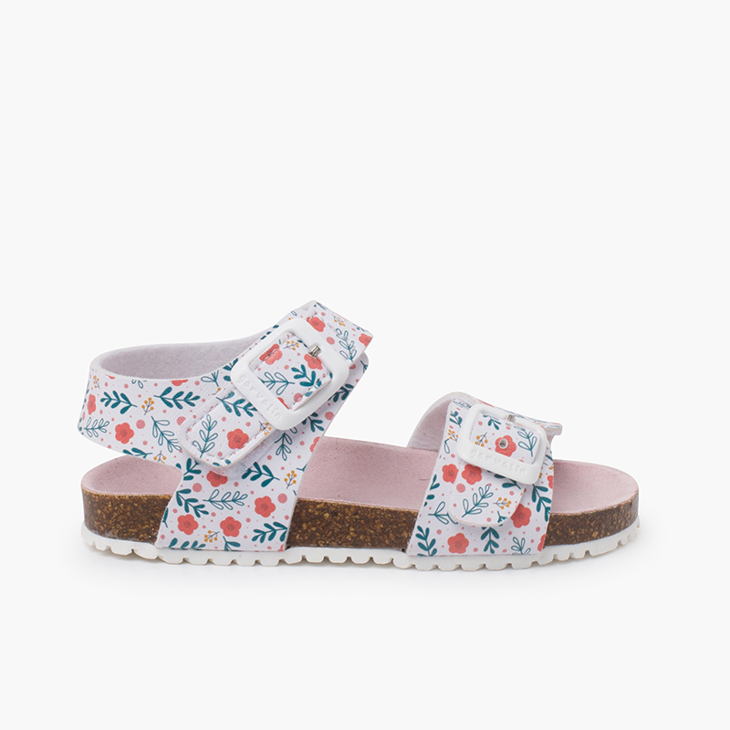 Sandali bio fiori chiusura a strappo Fiori