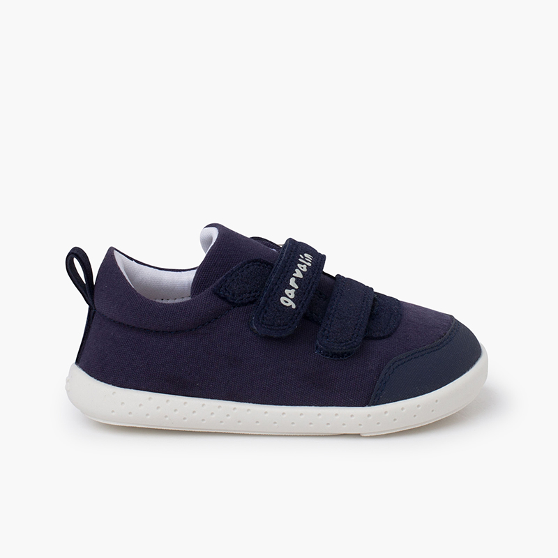 Sneakers in tela con doppia chiusura a strappo Azzurro
