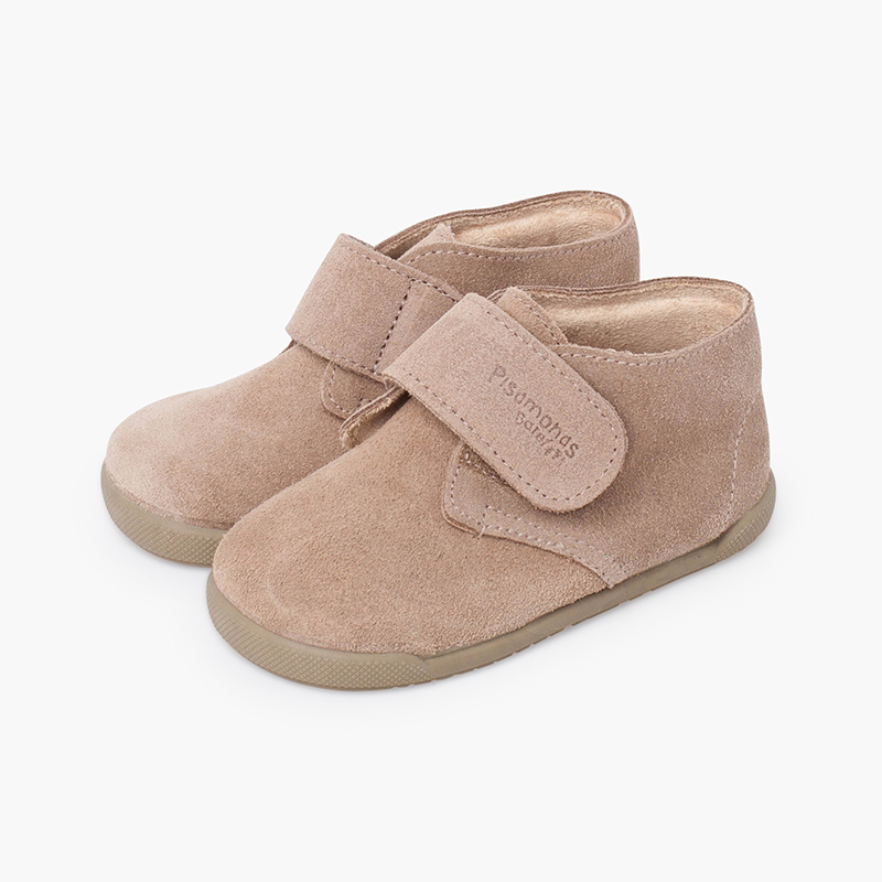 Stivaletti barefoot pelle scamosciata chiusura a strappo Sabbia