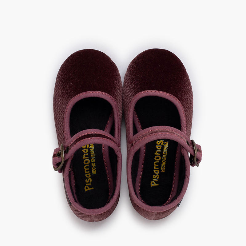 Ballerine con cinturino velluto fibbia dorata antica Rosa Antico