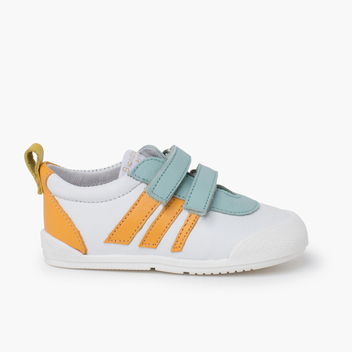 Sneakers Blanditos by Crios con strisce laterali Verde acqua e arancione