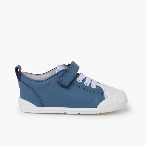 Sneakers lacci e chiusura a strappo Azzurro