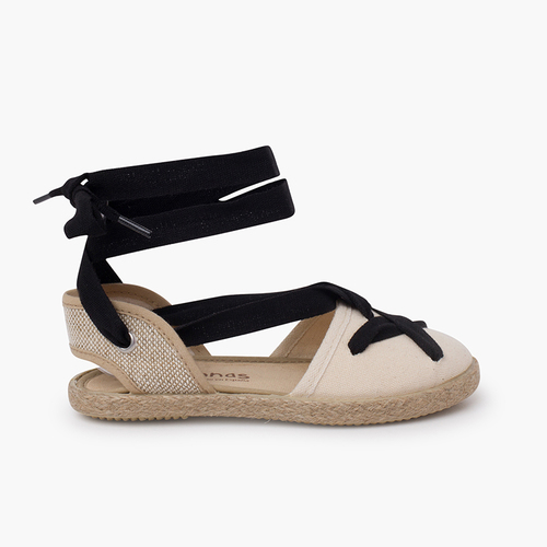 Espadrillas goyesque nastri e punta rotonda Nero